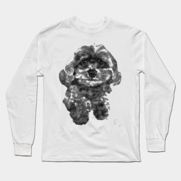 Black smiling sweet pup Long Sleeve T-Shirt by LITDigitalArt